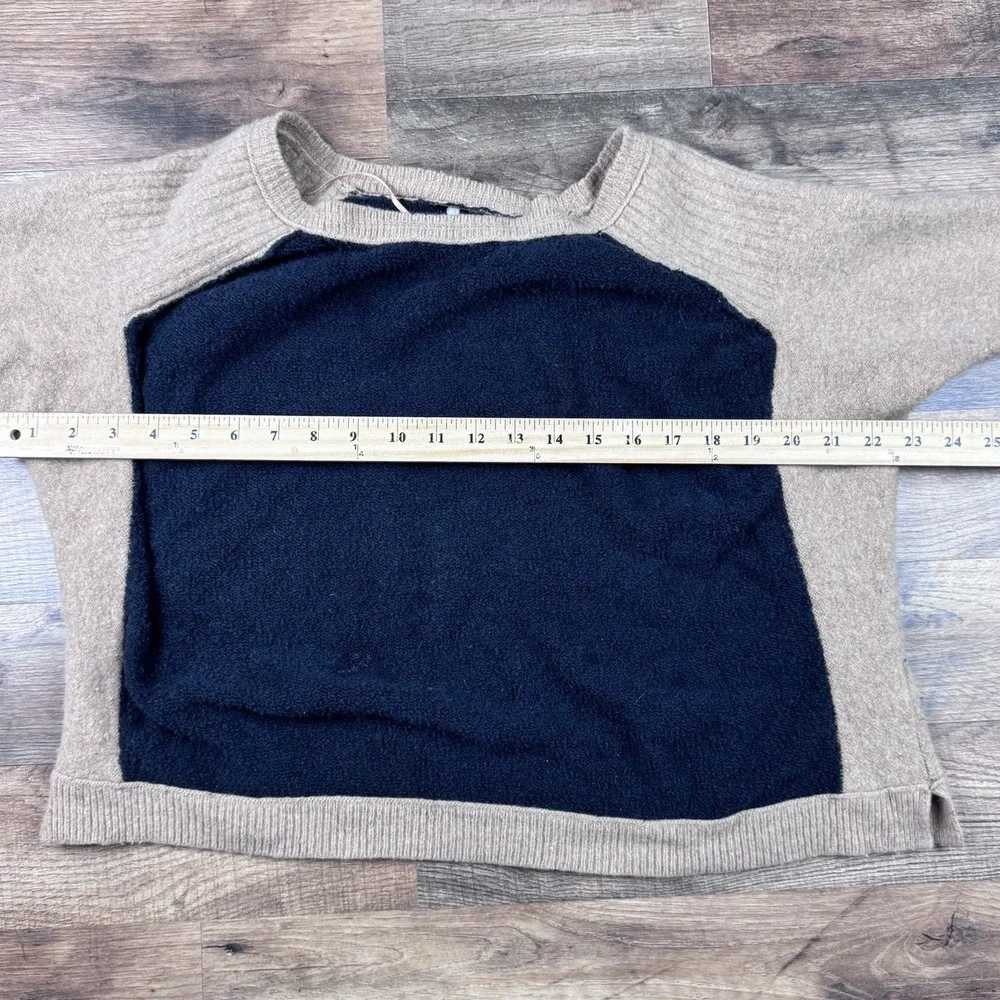 Free People Sweater Women's M Raglan Black Tan Color Block Medium Pullover